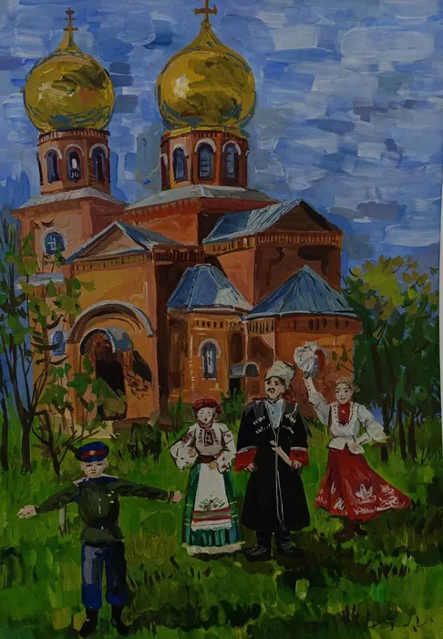 Казанджян Милана, 16 лет, Праздник в станице, 60х40, МБУДО ДХШ 3 г.Сочи, Гогорян В.П