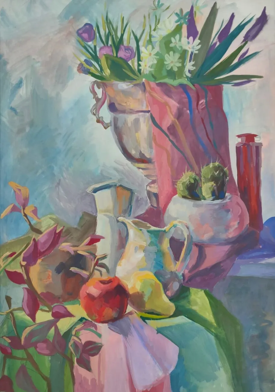 Алякина Софья, 16 лет, Натюрморт с кактусом, пр. Рябовалова Ю.В.