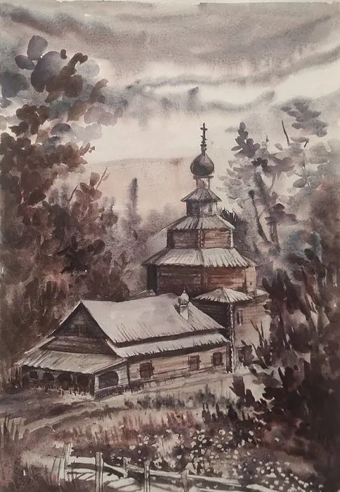 Краснодарский край, город Сочи, Закирничная Наталья Алексеевна, МБУДО г.Сочи ДХШ 3, Нижний Новгород. Музей деревянного зодчества, 30х40, бумага, акварель, 2024